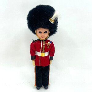 Vintage British Royal Guard Toy Soldier Doll Hard Plastic Blinking Eyes 6.5"